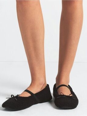 SKIMS COZY BALLET SLIPPERS IN ONYX 37 6.5